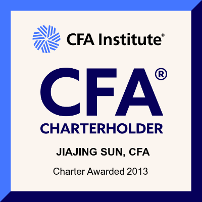 CFA Institute CFA Charterholder digital badge for Jiajing Sun, CFA