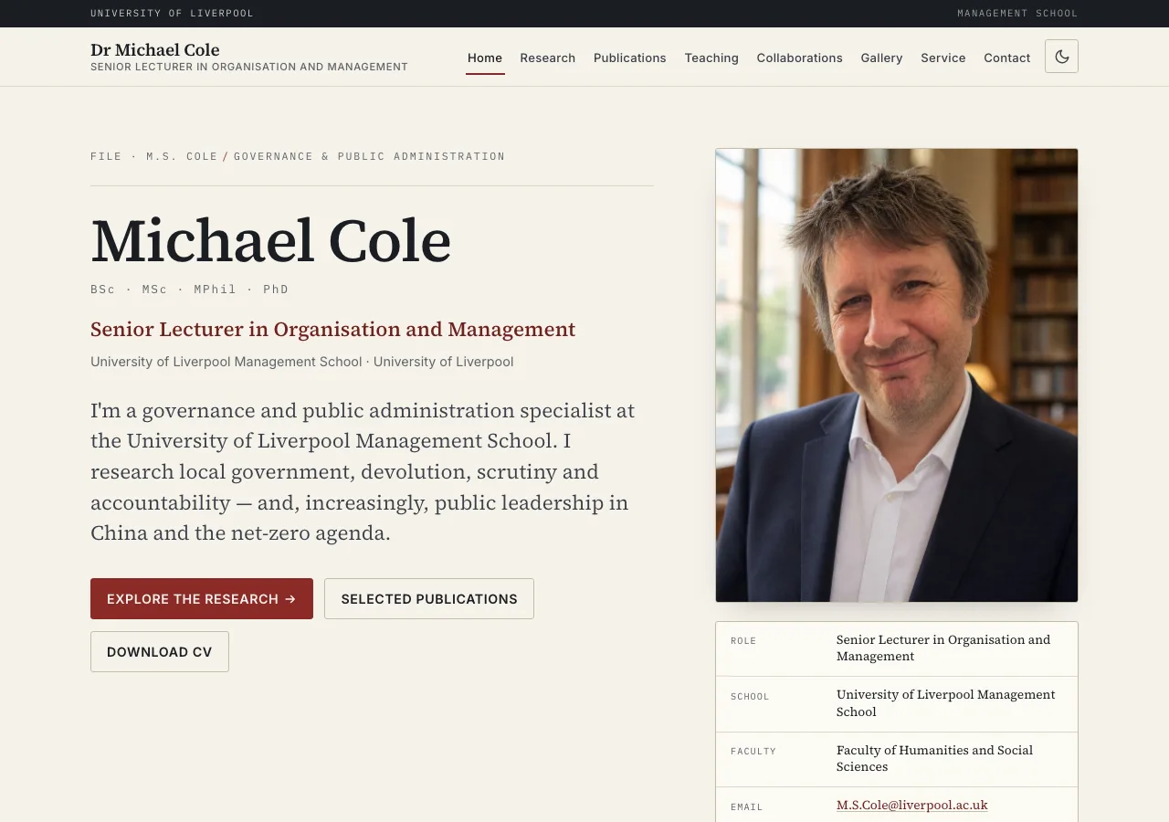 Michael Cole website preview