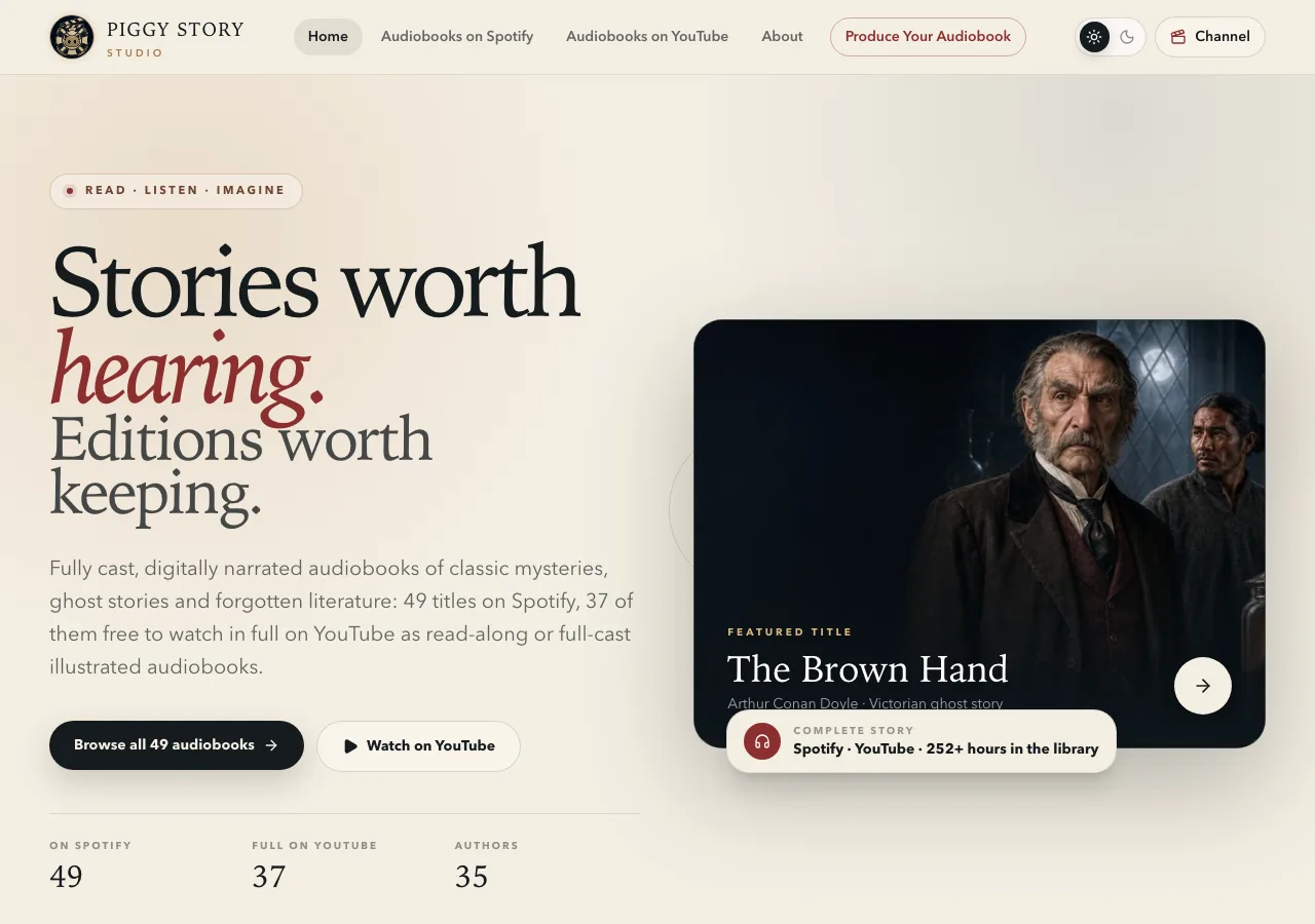 Piggy Audiobooks website preview